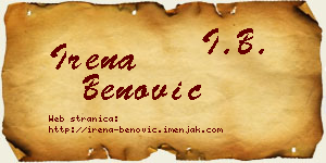Irena Benović vizit kartica